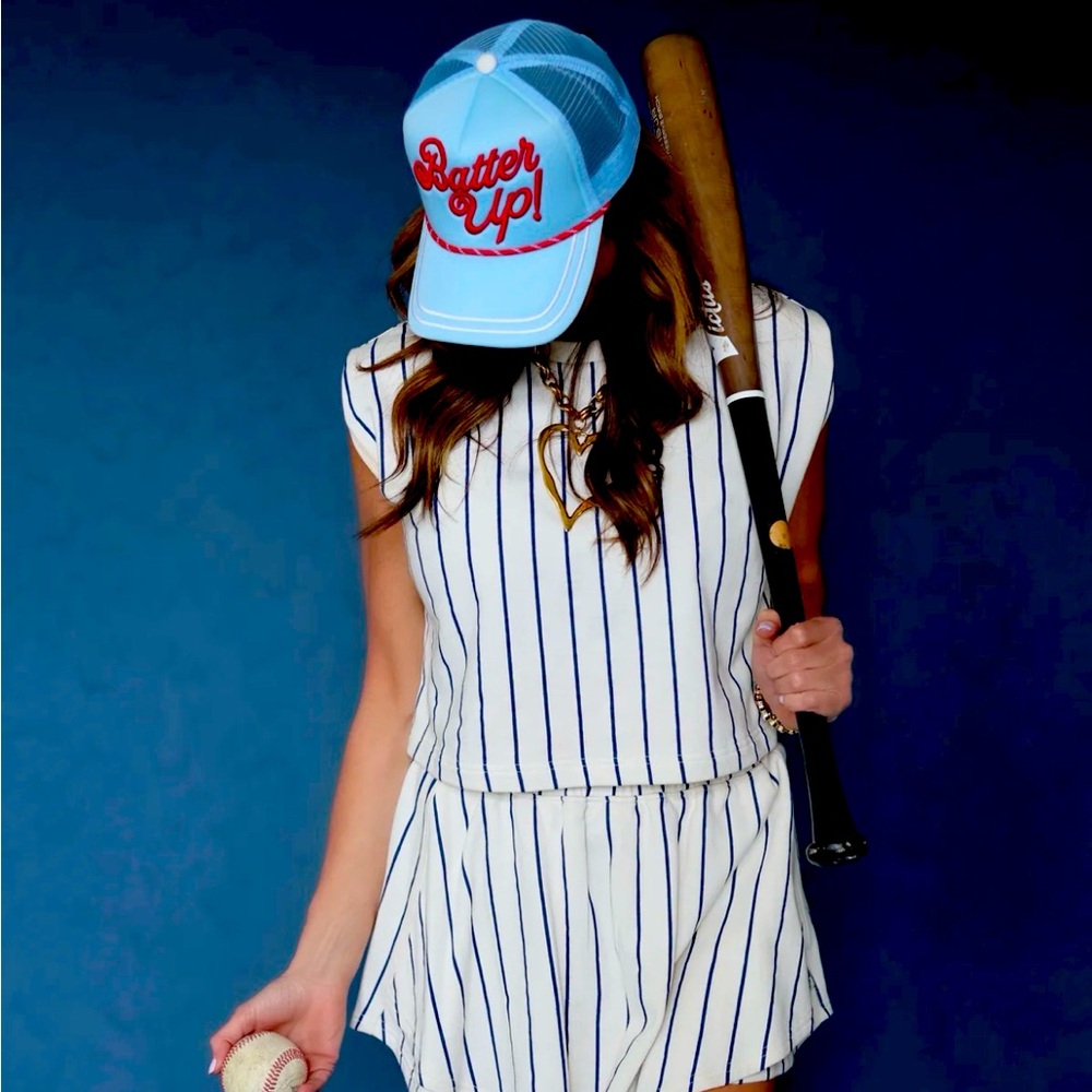Poppy & Pine Pinstripe Baseball Set NWT
